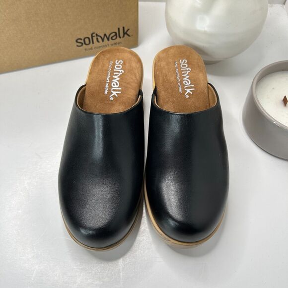 SoftWalk Felida Leather Clog Slip On Comfort Shoe Black S2405-001 Women's 6.5 M - Picture 5 of 13